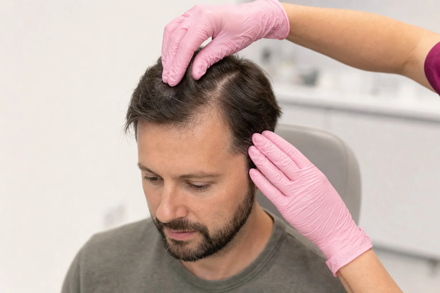 Cardiff Hair Clinic PRP Scalp Exam PRP scalp examination at Cardiff Hair Clinic